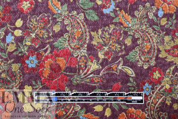 floral paisley rayon blend sweater knit - dusty plum 1.5 yd
