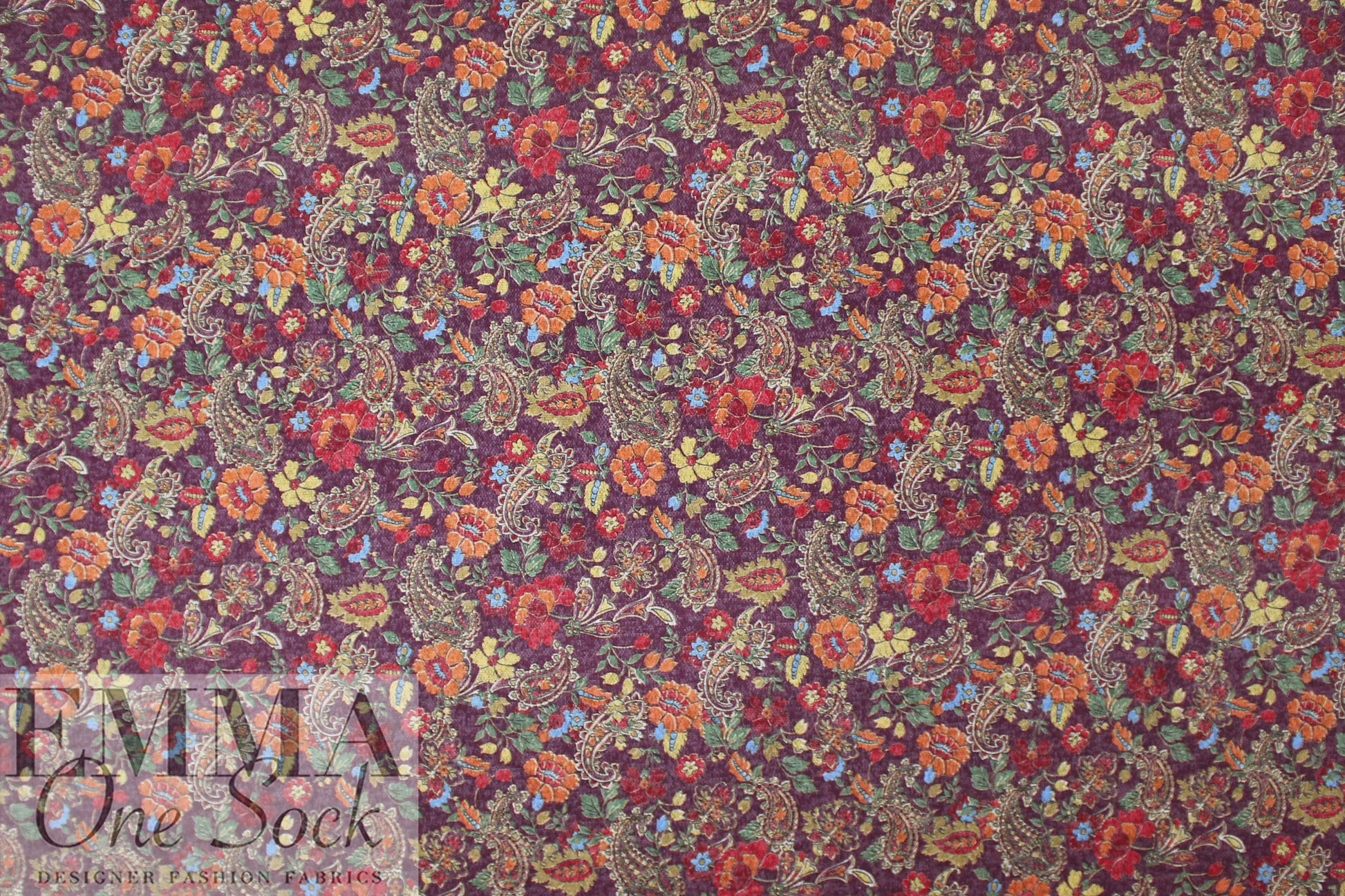 floral paisley rayon blend sweater knit - dusty plum 1.5 yd