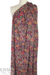 floral paisley rayon blend sweater knit - dusty plum 1 yard