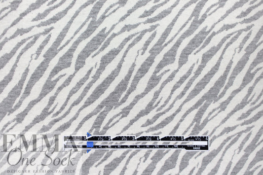 big cat stripes Oeko-tex certified doubleknit - grey/soft white .75 yds