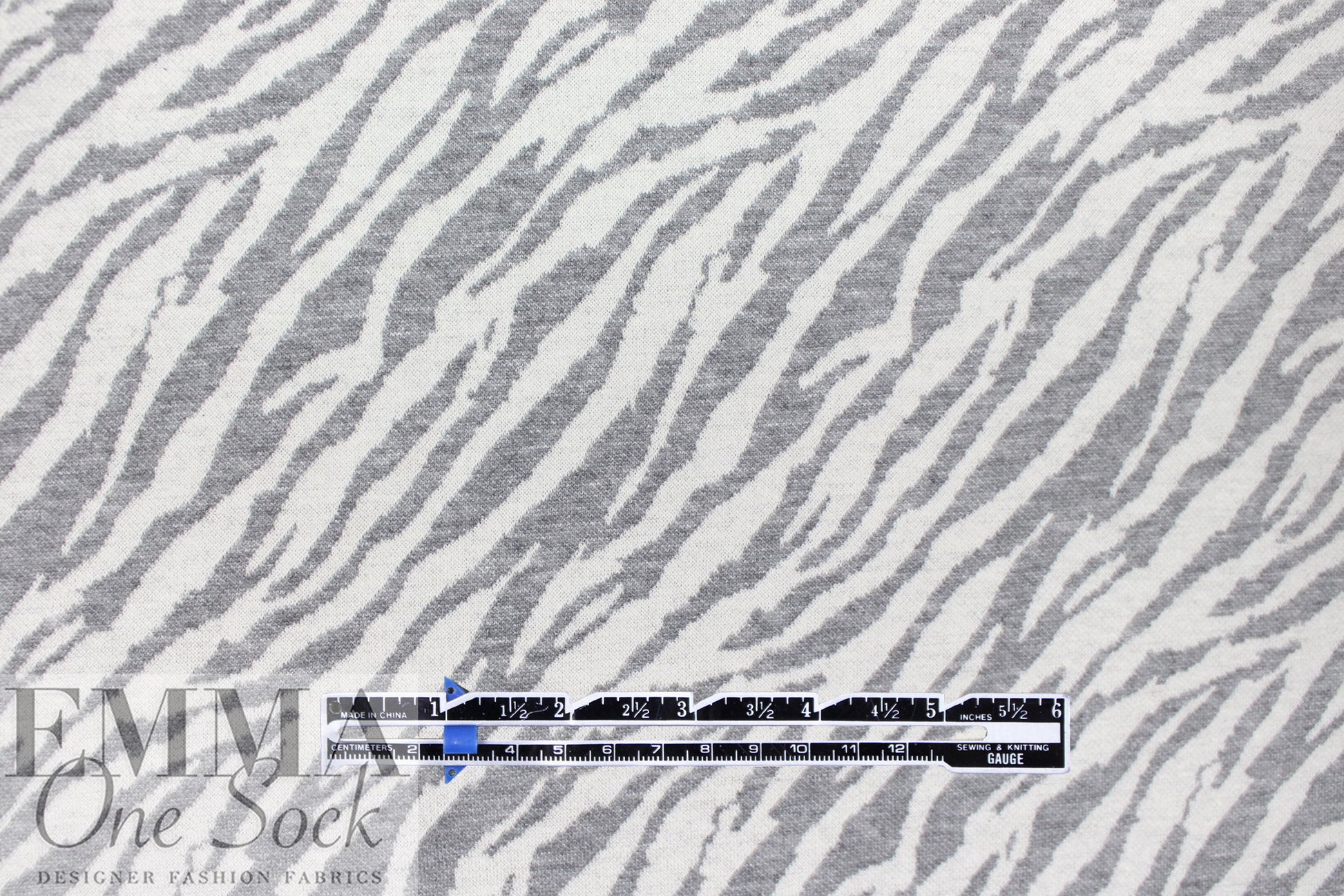 big cat stripes Oeko-tex certified doubleknit - grey/soft white .5 yds