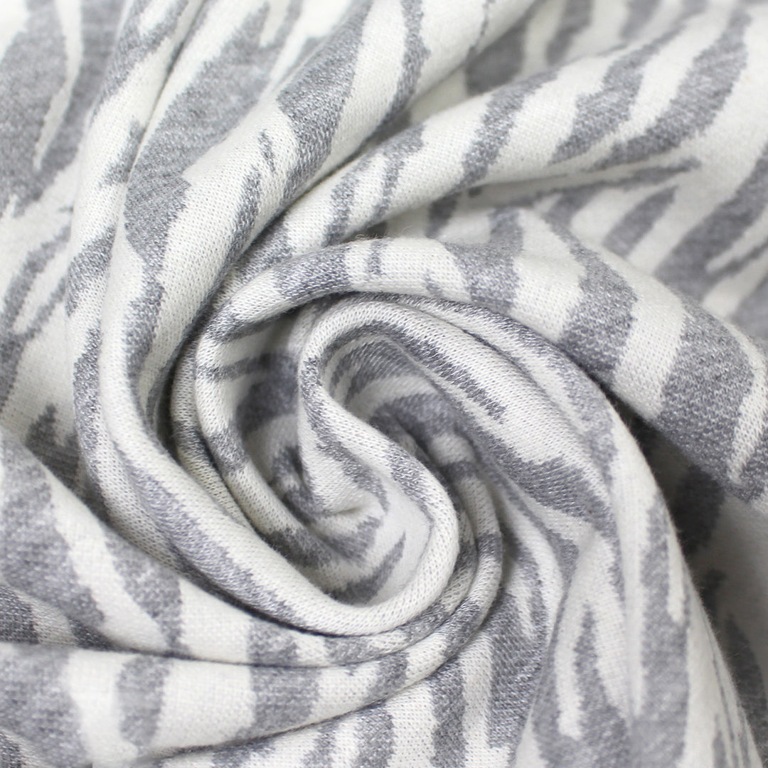 big cat stripes Oeko-tex certified doubleknit - grey/soft white .75 yds
