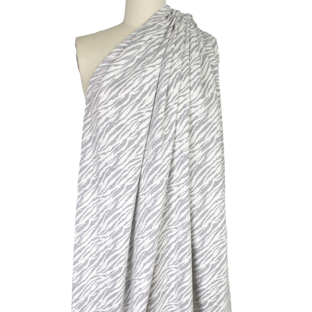 big cat stripes Oeko-tex certified doubleknit - grey/soft white 1.75 yd
