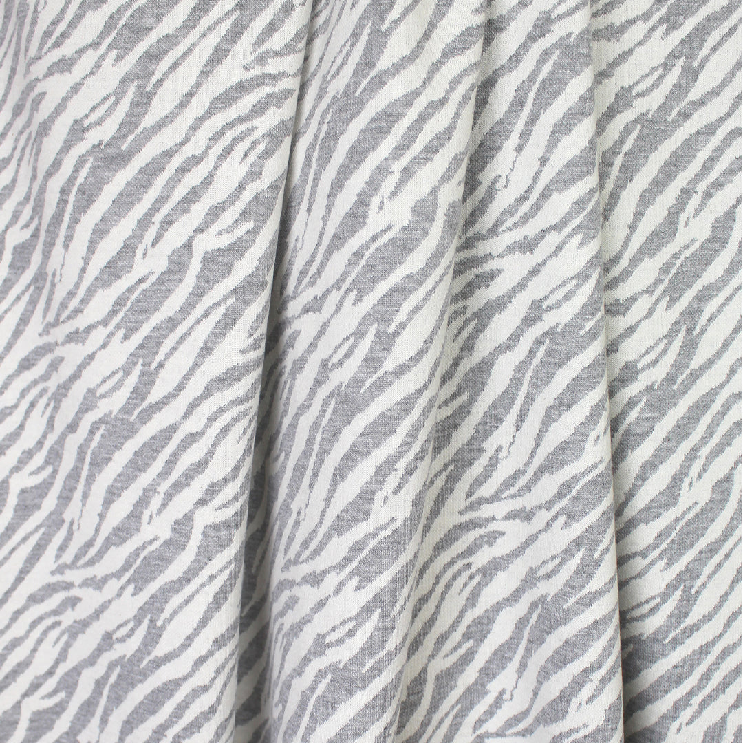 big cat stripes Oeko-tex certified doubleknit - grey/soft white .5 yds