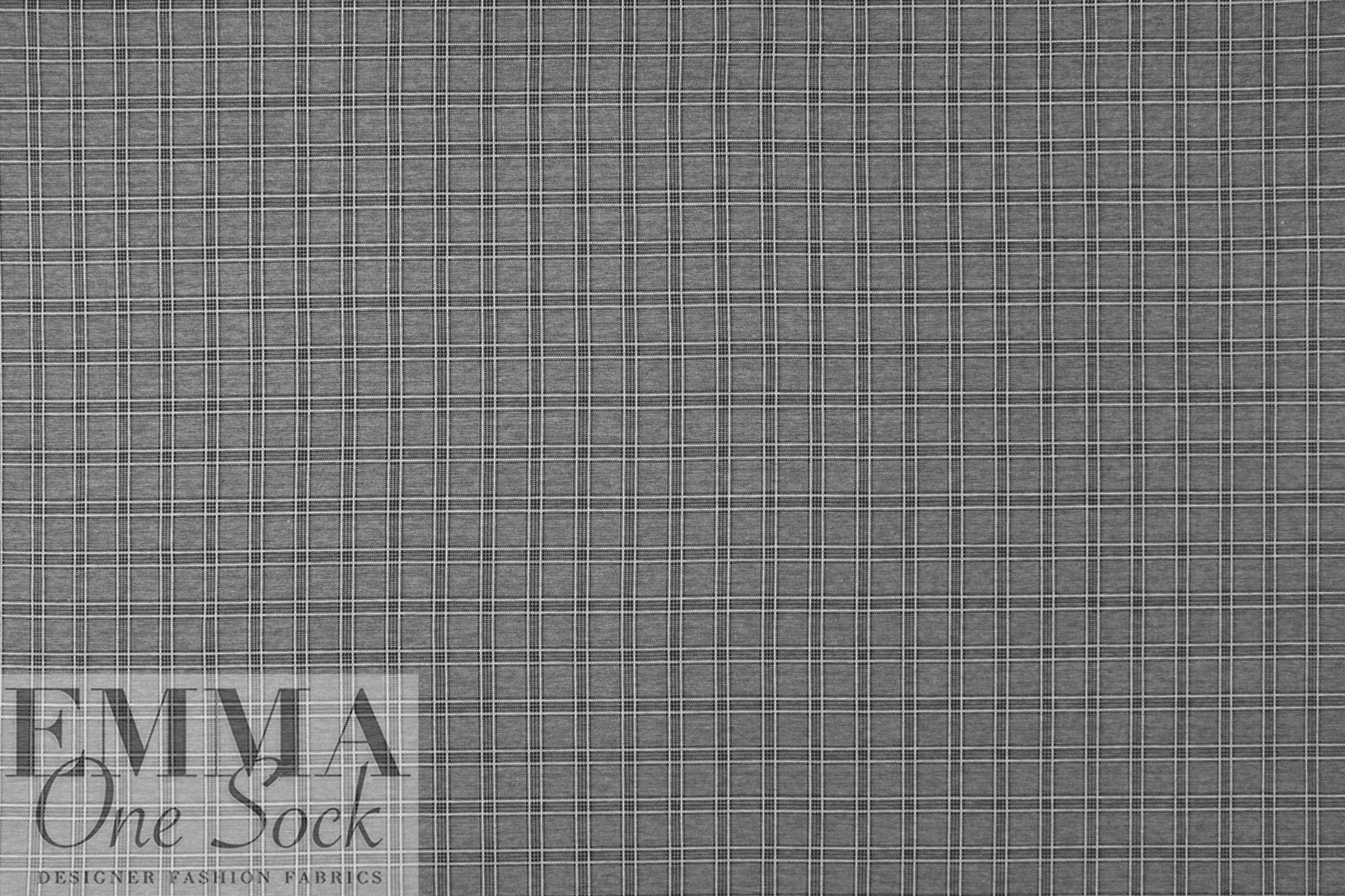 Black/white windowpane plaid Oeko-tex certified doubleknit 2 yds