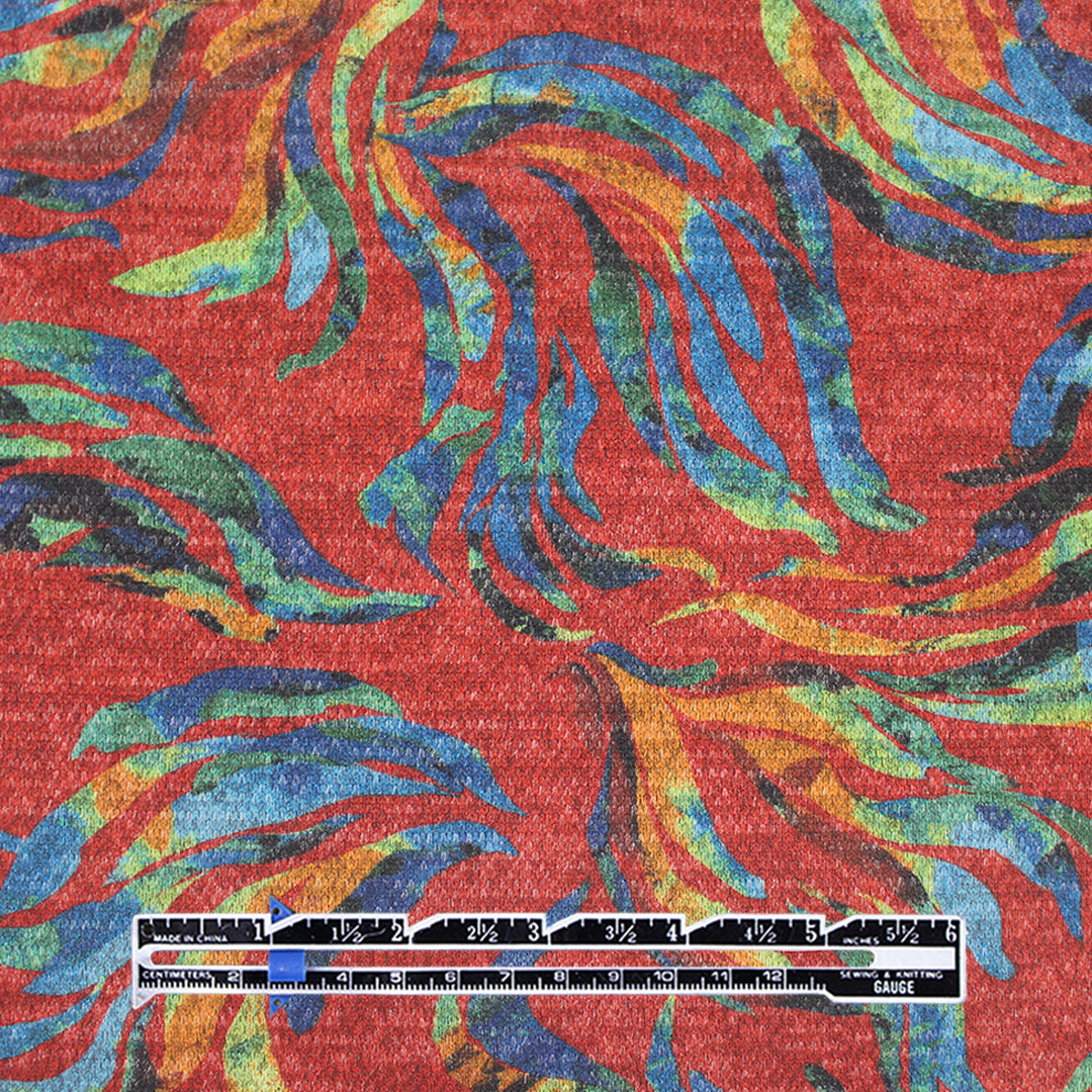 digital 'wispy willows' printed athleisure sweater knit 1.5 yd
