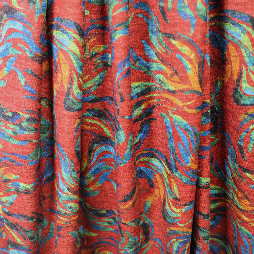 digital 'wispy willows' printed athleisure sweater knit 1.5 yd