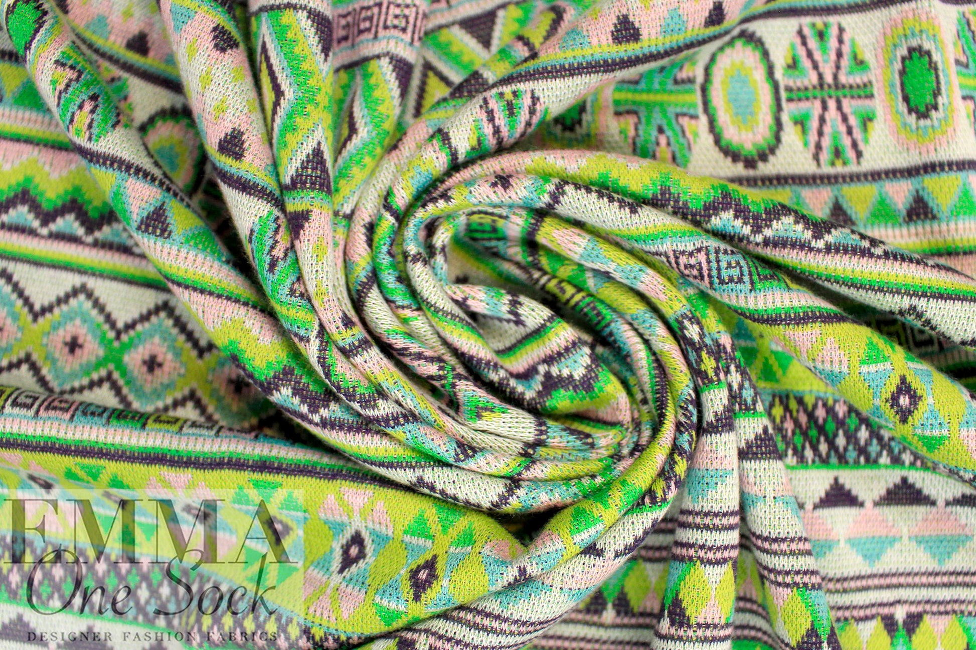 Dutch viscose blend fairisle sweater knit - turq/lime/red 1.5 yds