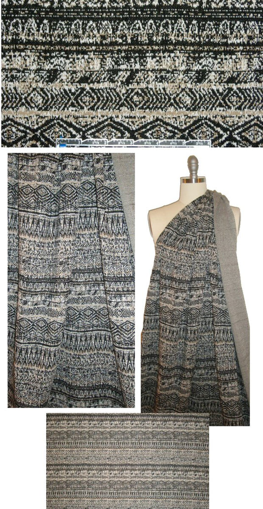 French black/taupe 'fairisle' graphic yarn dye doubleknit