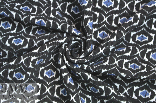 NY designer jacquard doubleknit - blue/black graphic