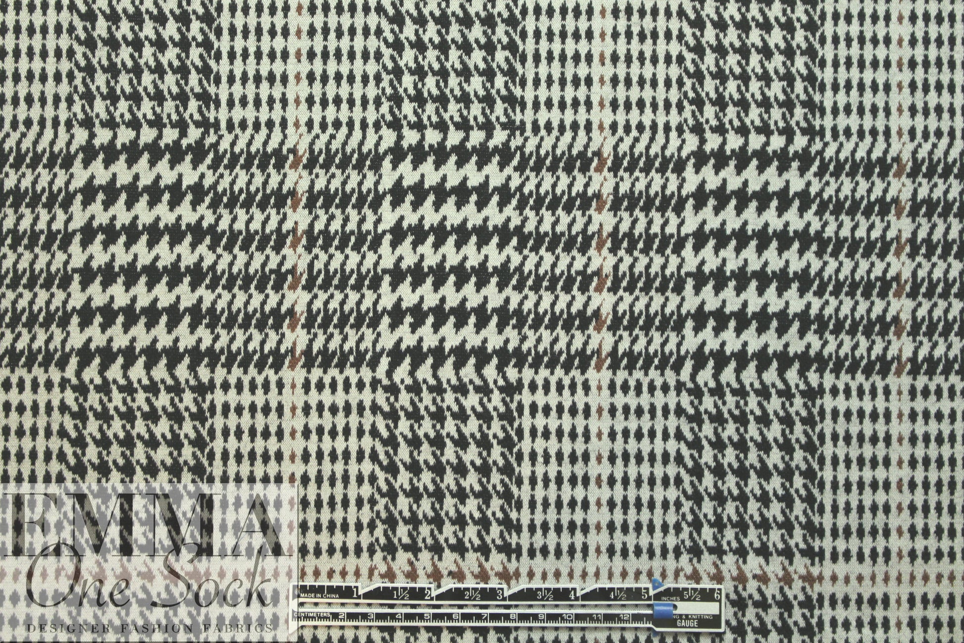 Italian yarn dyed glen plaid doubleknit - black/ecru/nutmeg