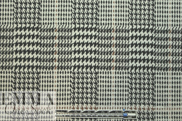 Italian yarn dyed glen plaid doubleknit - black/ecru/nutmeg