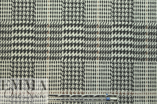 Italian yarn dyed glen plaid doubleknit - black/ecru/nutmeg