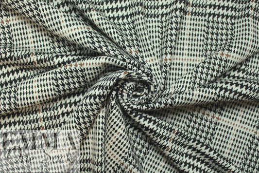 Italian yarn dyed glen plaid doubleknit - black/ecru/nutmeg