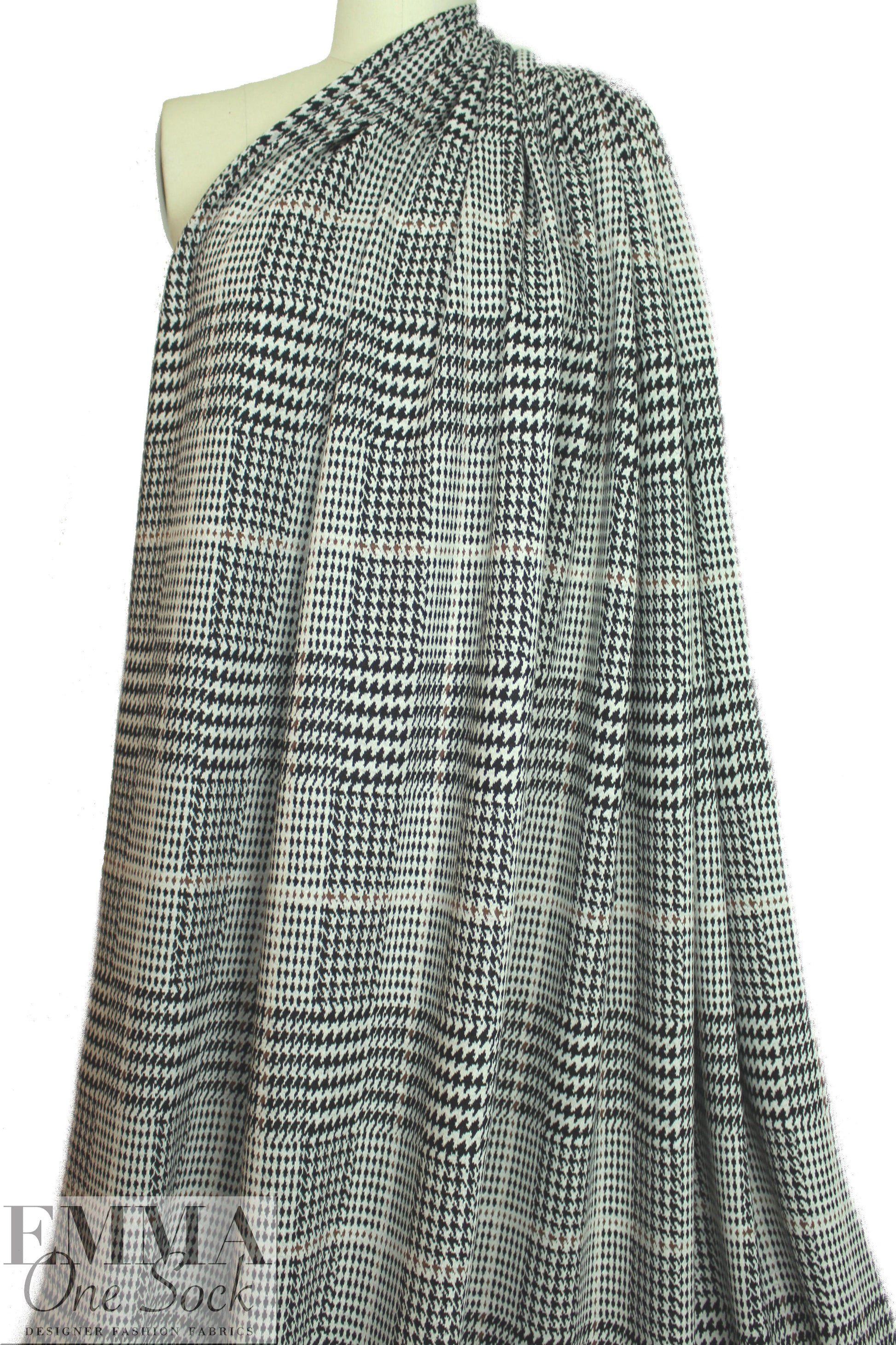 Italian yarn dyed glen plaid doubleknit - black/ecru/nutmeg