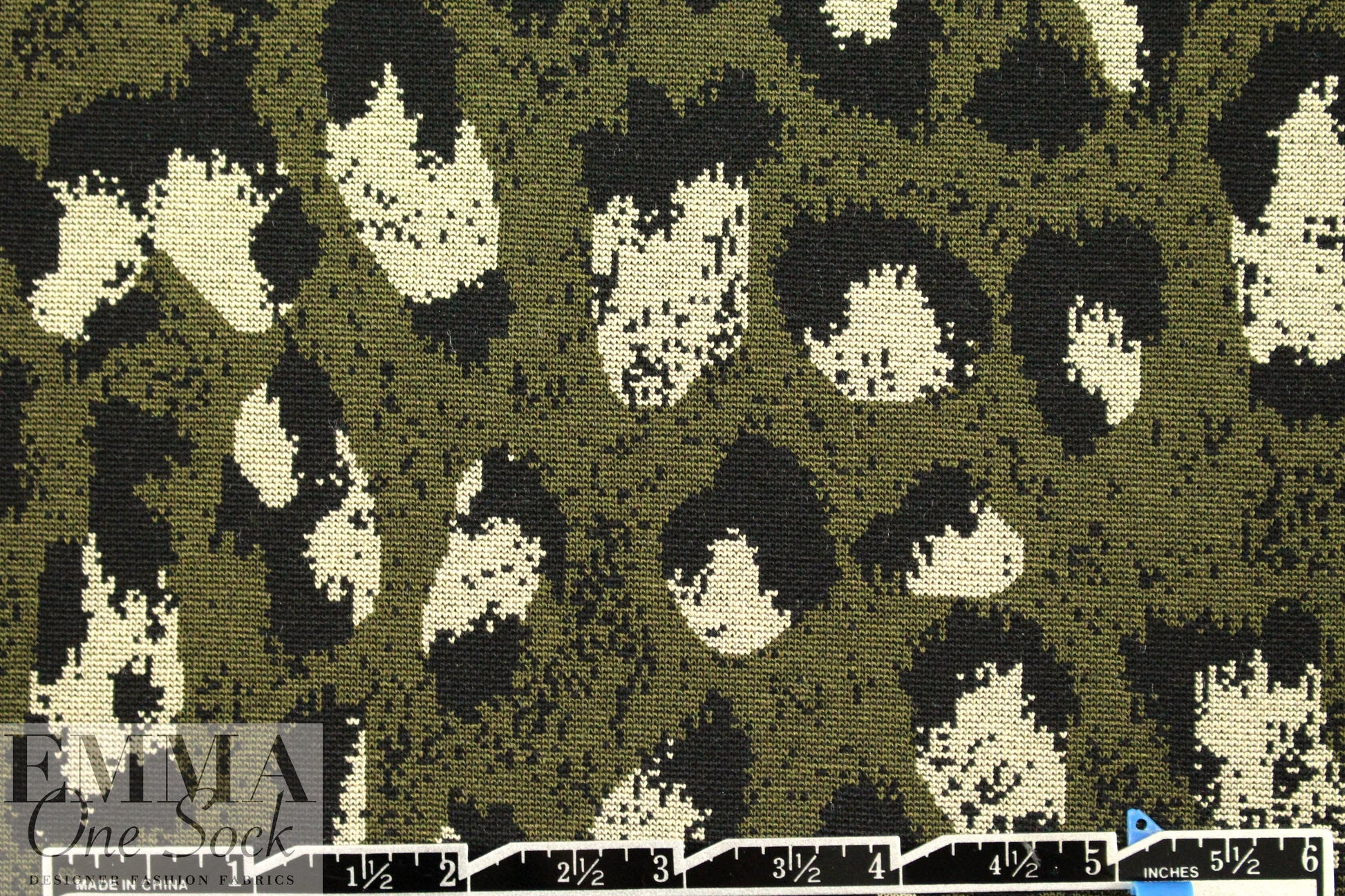 famous designer jacquard doubleknit - olive animal