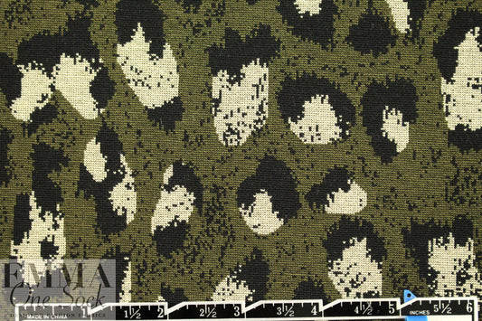 famous designer jacquard doubleknit - olive animal