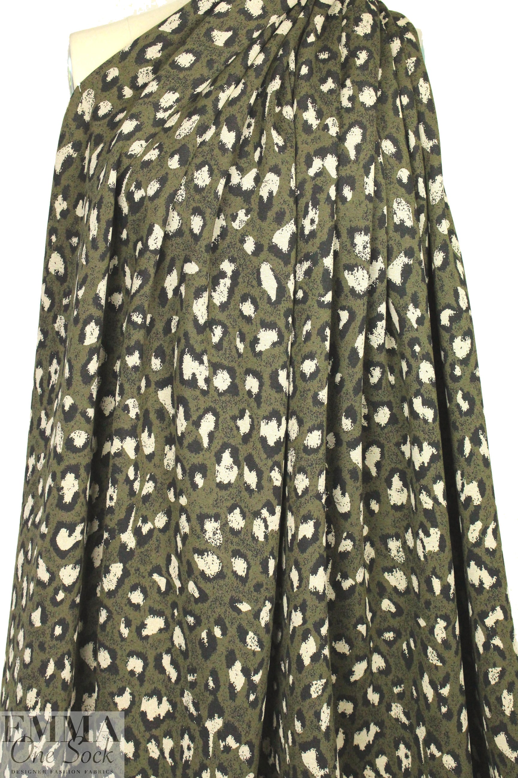 famous designer jacquard doubleknit - olive animal