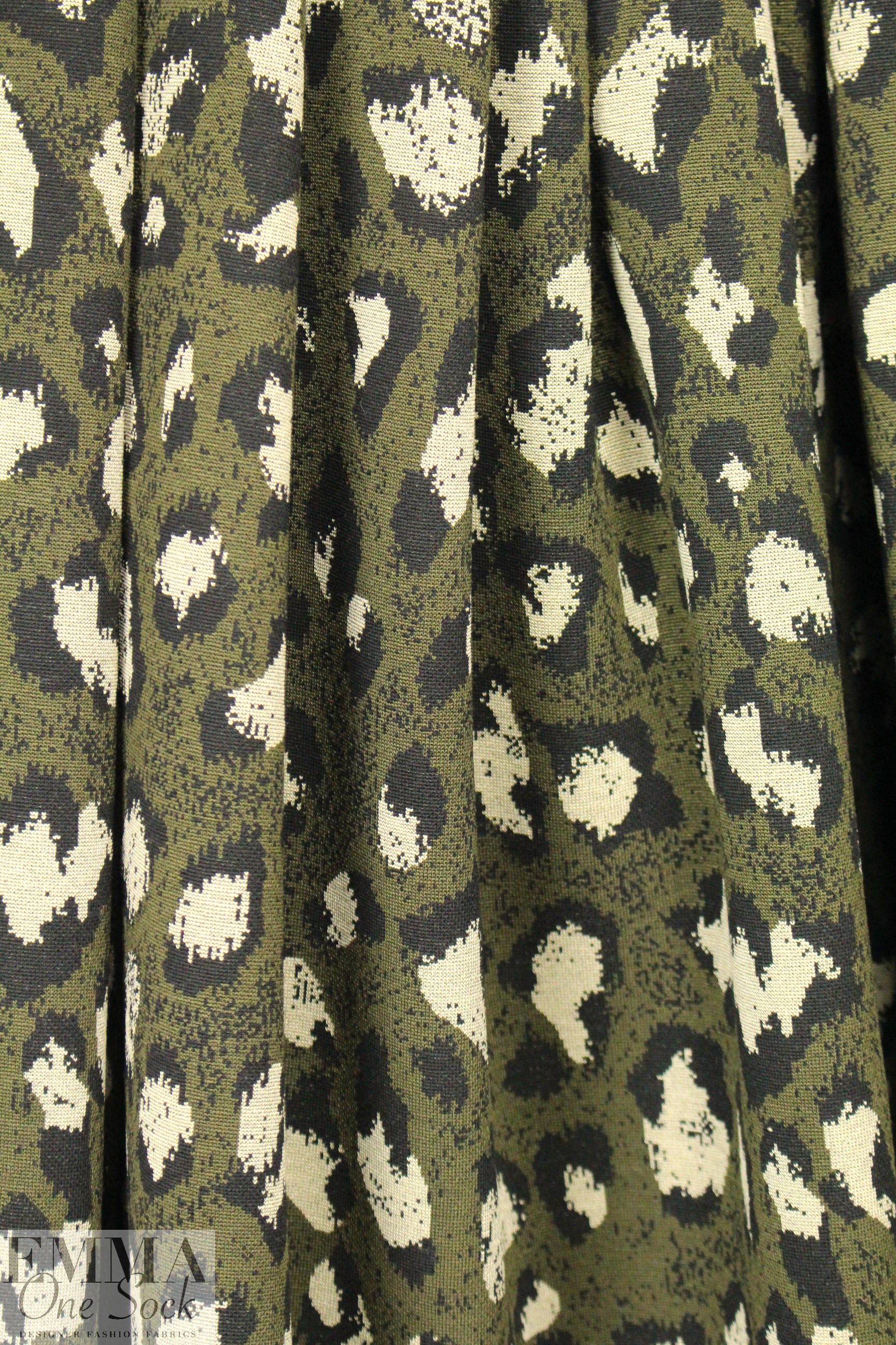 famous designer jacquard doubleknit - olive animal