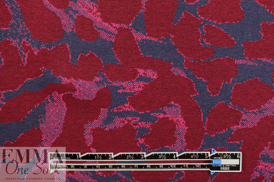 famous designer jacquard doubleknit - wine/navy