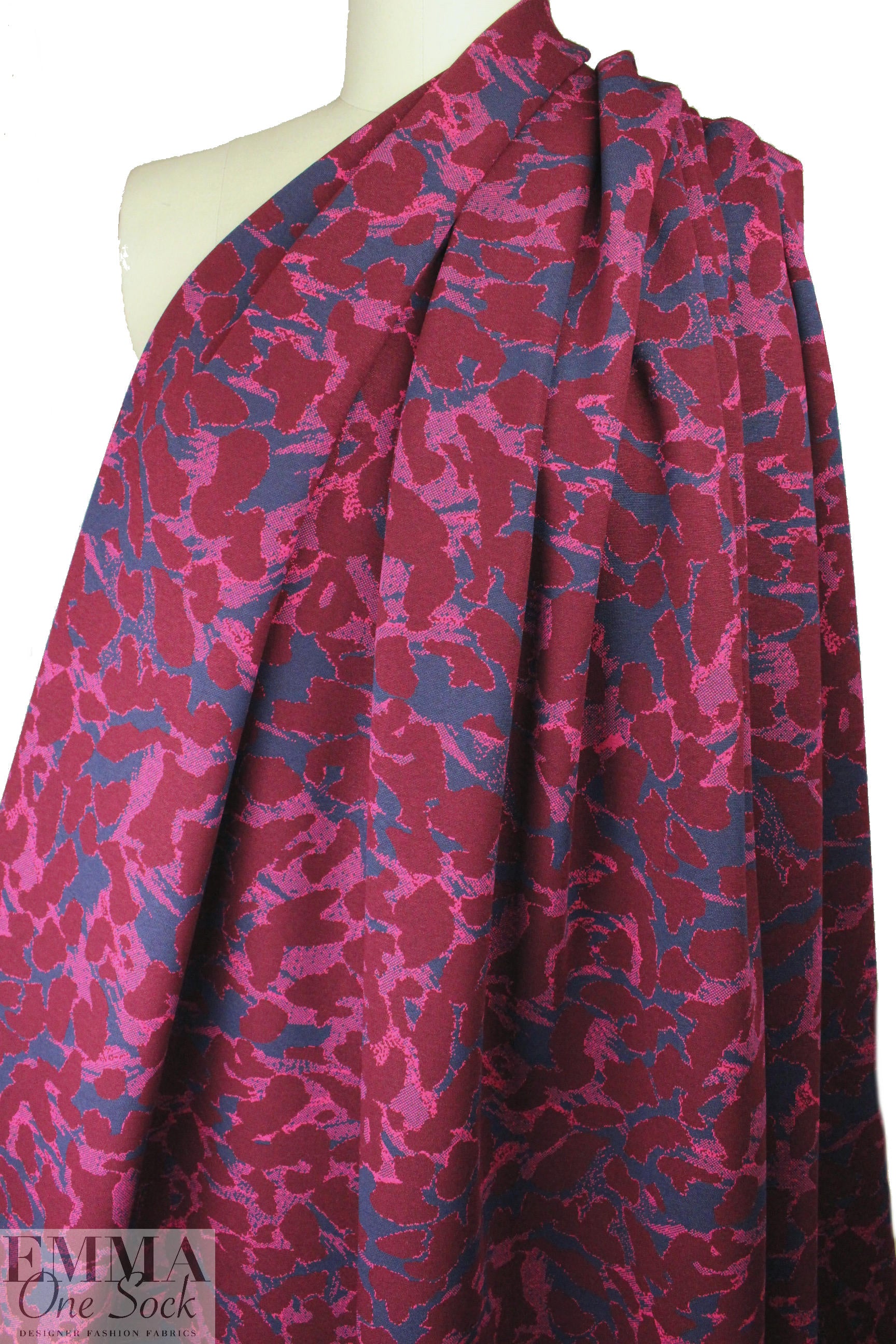 famous designer jacquard doubleknit - wine/navy