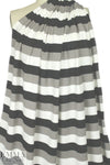 Italian black/white/taupey gray striped ponte knit