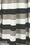 Italian black/white/taupey gray striped ponte knit 1.125 yds