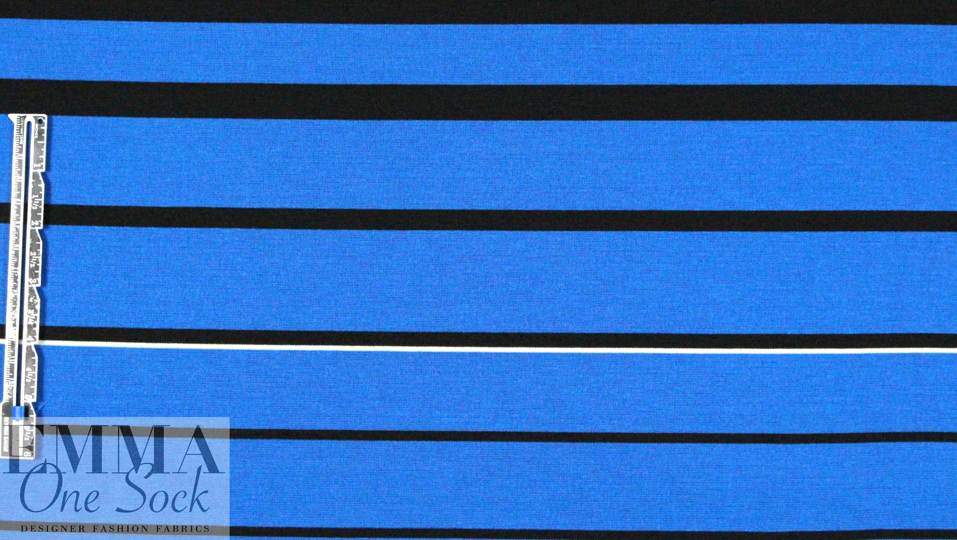 Italian cobalt/black/white yarn dye stripe doubleknit