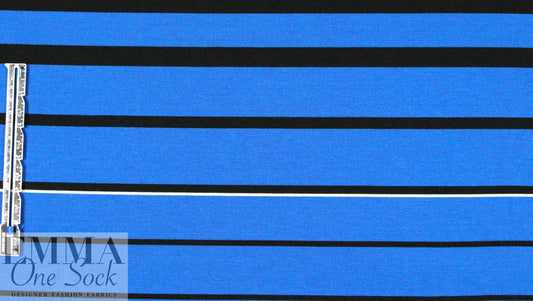 Italian cobalt/black/white yarn dye stripe doubleknit