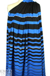 Italian cobalt/black/white yarn dye stripe doubleknit