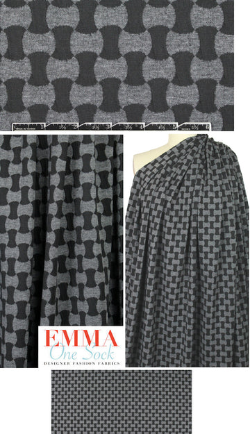 NY designer black/gray graphic yarn-dye doubleknit