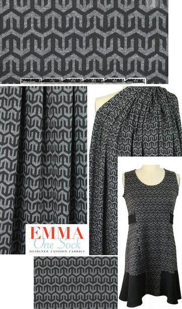 NY designer black/gray arrow yarn-dye doubleknit