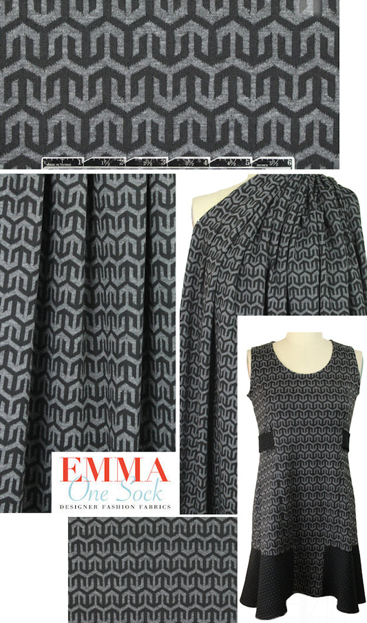 NY designer black/gray arrow yarn-dye doubleknit 2 yd