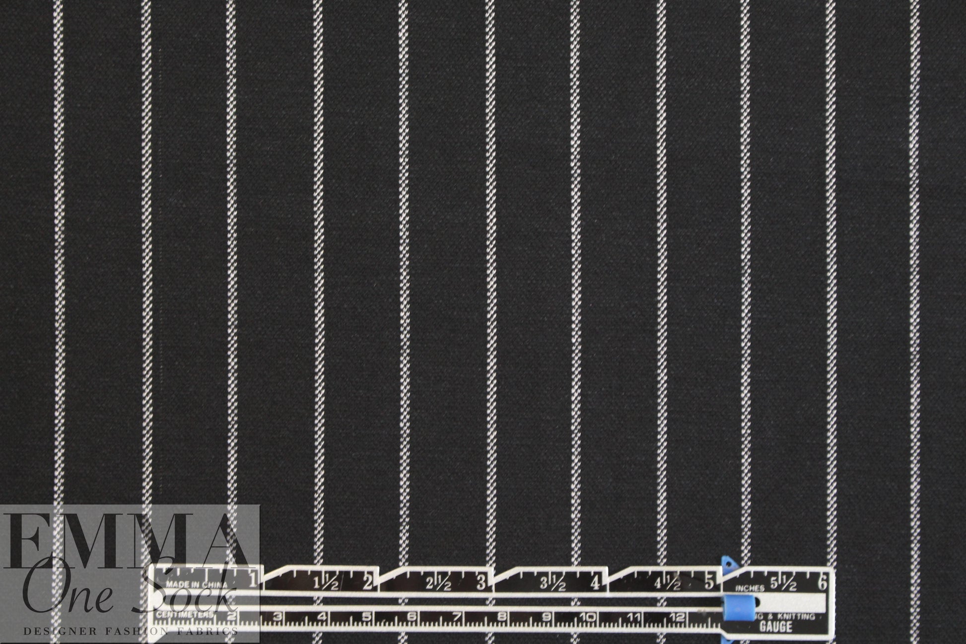 Italian yarn-dyed black/white pinstripe doubleknit 1.66 yd