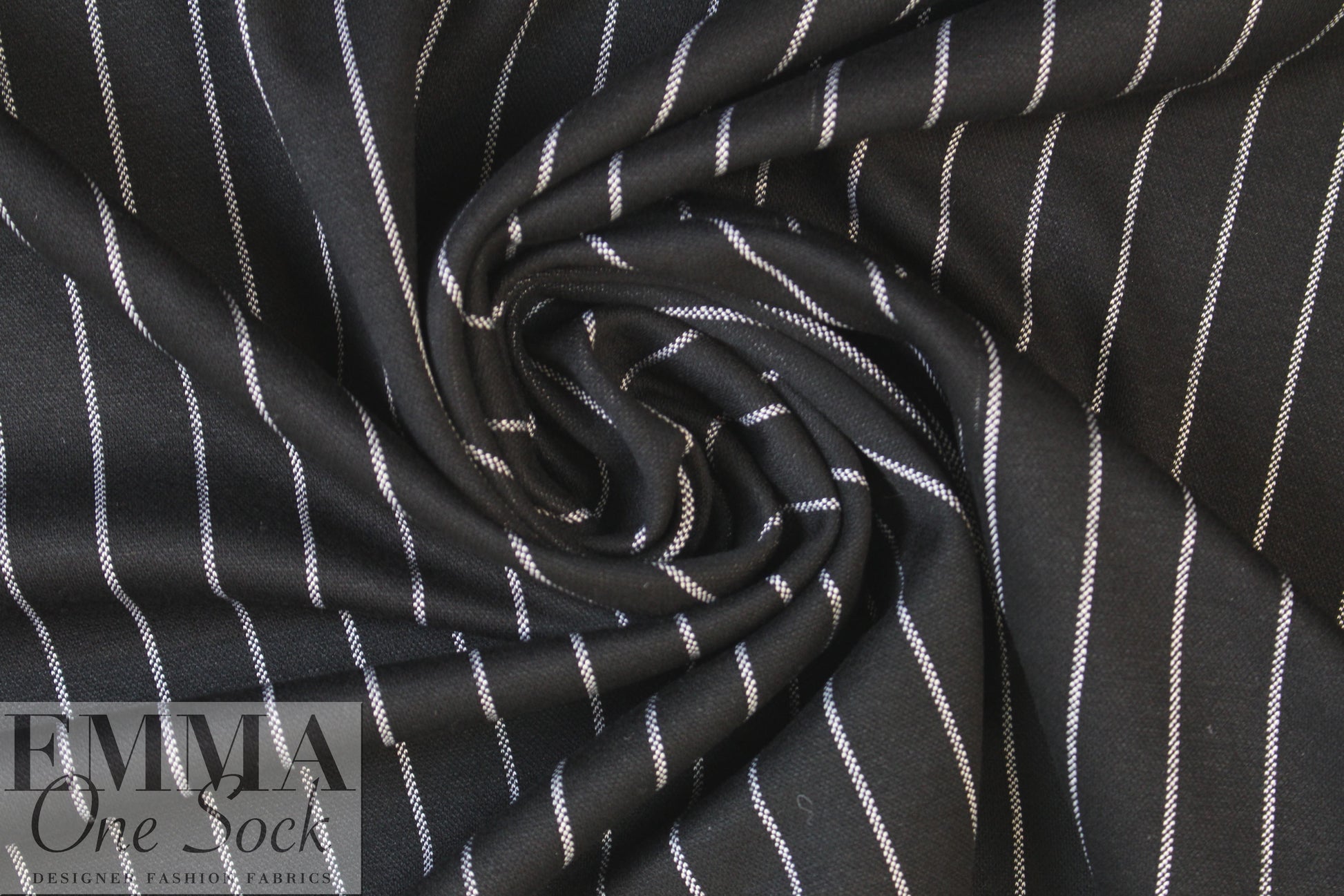 Italian yarn-dyed black/white pinstripe doubleknit 1.66 yd
