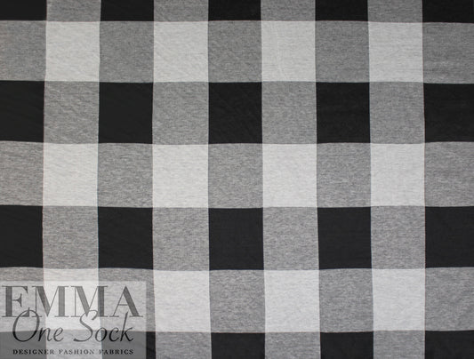 NY designer yarn dyed box plaid doubleknit - black/gray 2 yd