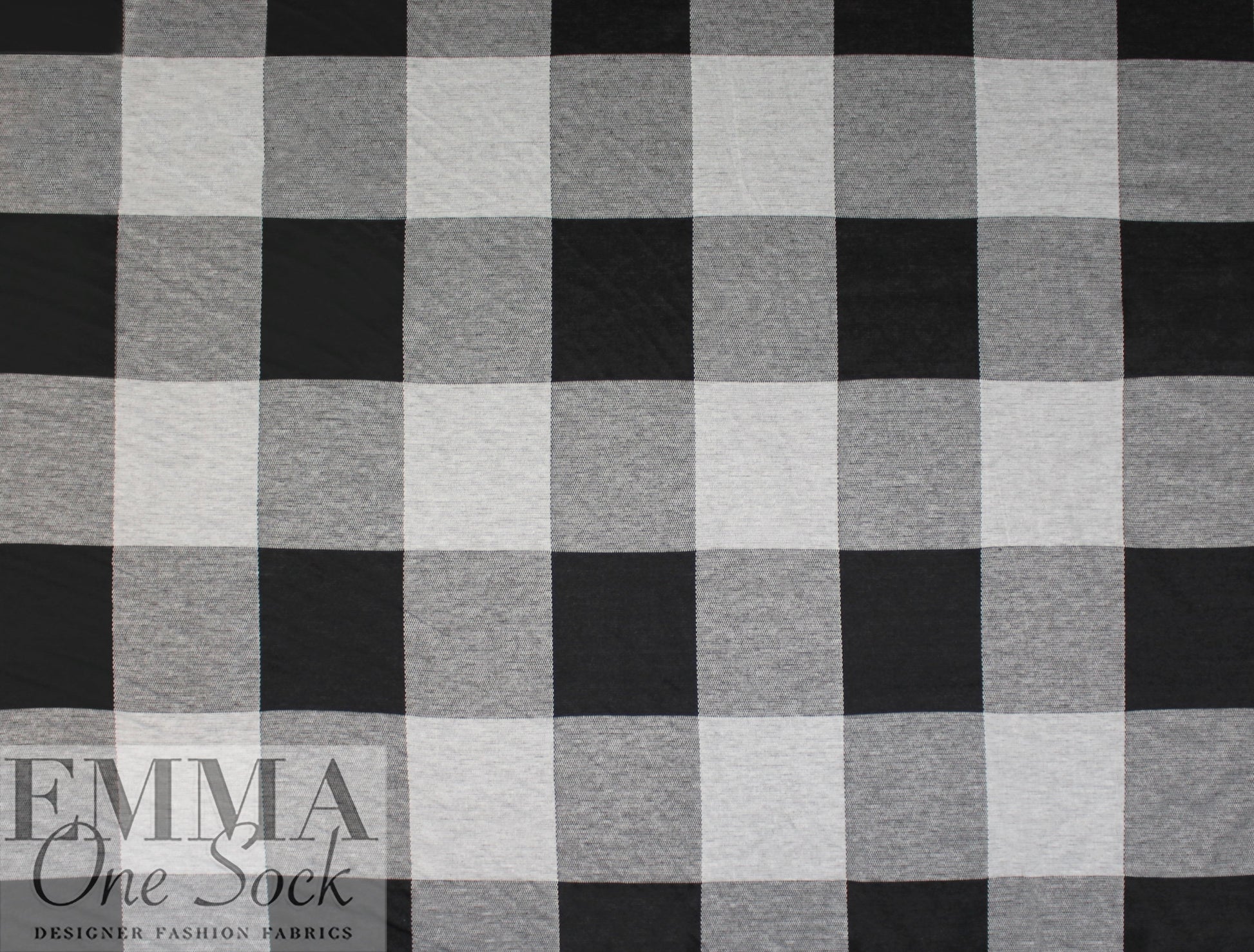 NY designer yarn dyed box plaid doubleknit - black/gray 2.5 yds