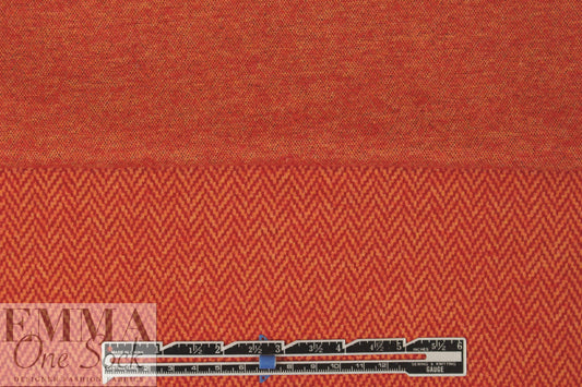 NY designer wool/visc. herringbone doubleknit - red/orange 2.25 yds
