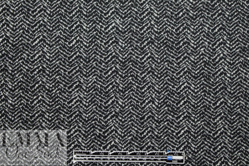NY designer wool herringbone doubleknit - black/white