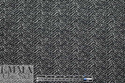 NY designer wool herringbone doubleknit - black/white