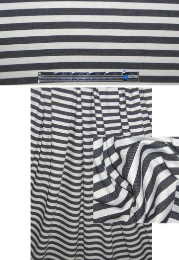CA designer 4-way stretch ponte - black/ecru stripe 1.66 yd