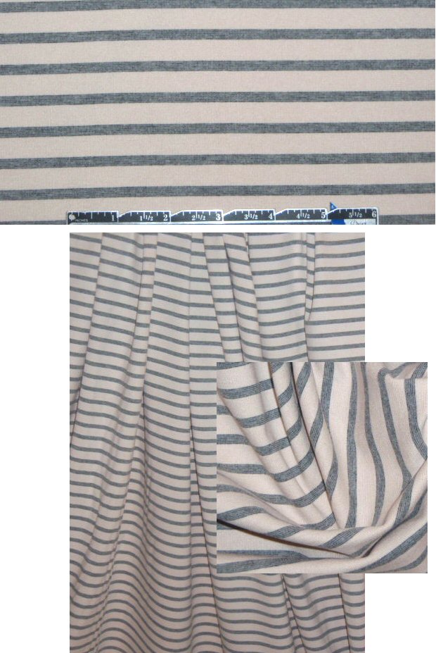 CA designer 4-way stretch ponte - gray/beige stripe 1.875 yd