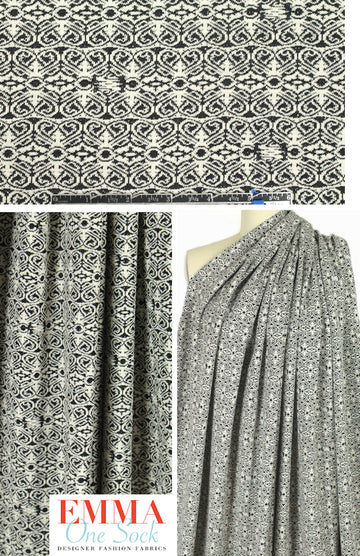 CA designer scroll jacquard doubleknit - black/white