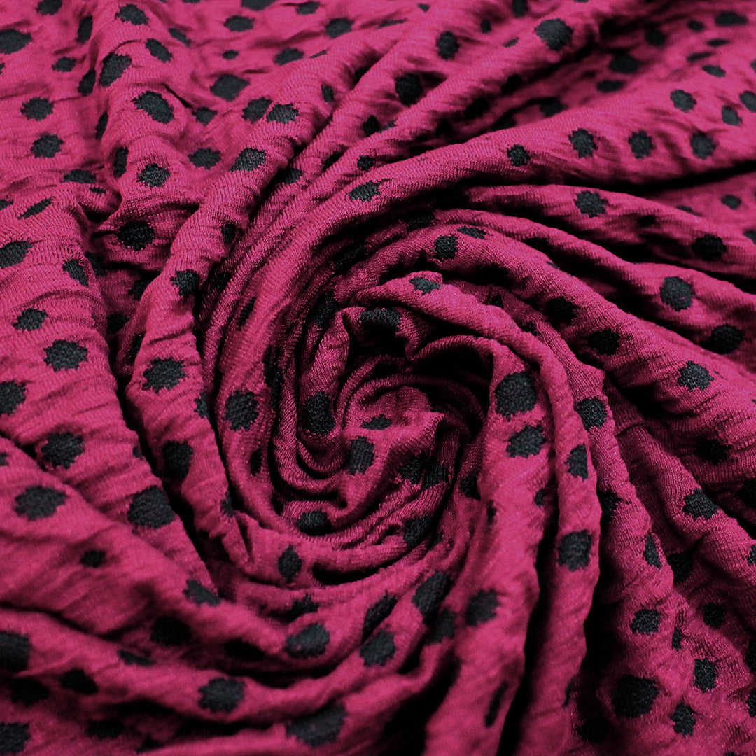 Italian dot yarn dyed jacquard knit - red plum/black 1.625 yds