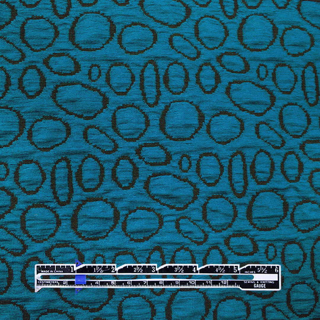 Italian ellipse yarn dyed jacquard knit - teal/black .875 yds