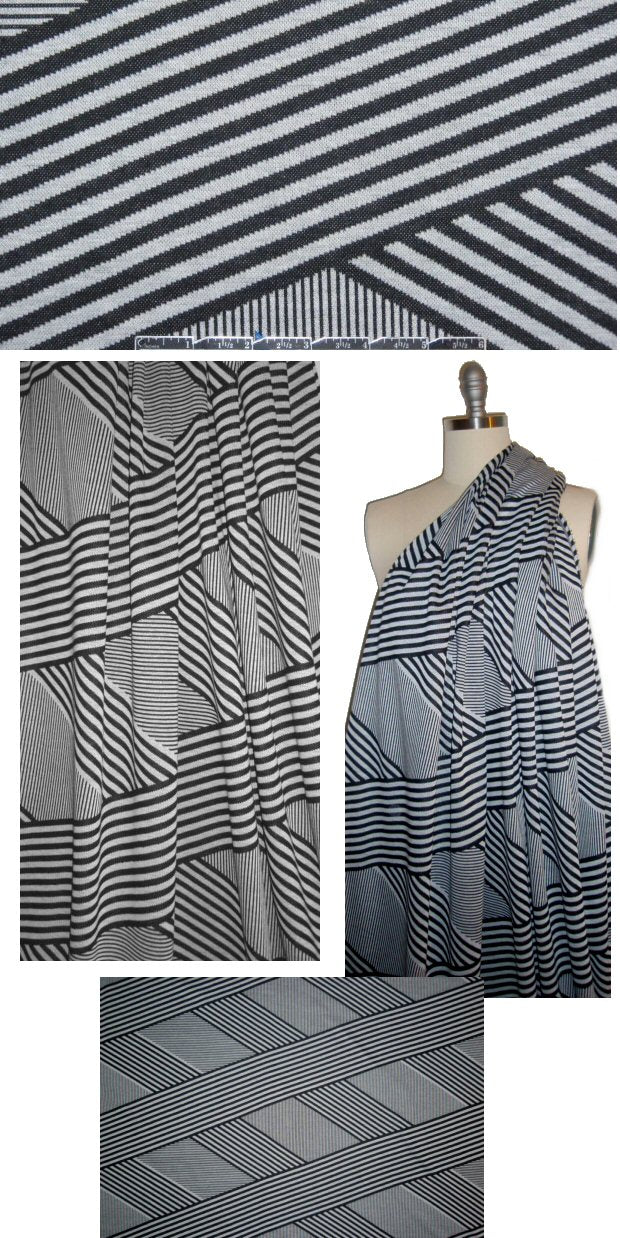 NY designer black/gray criss cross yarn dye doubleknit