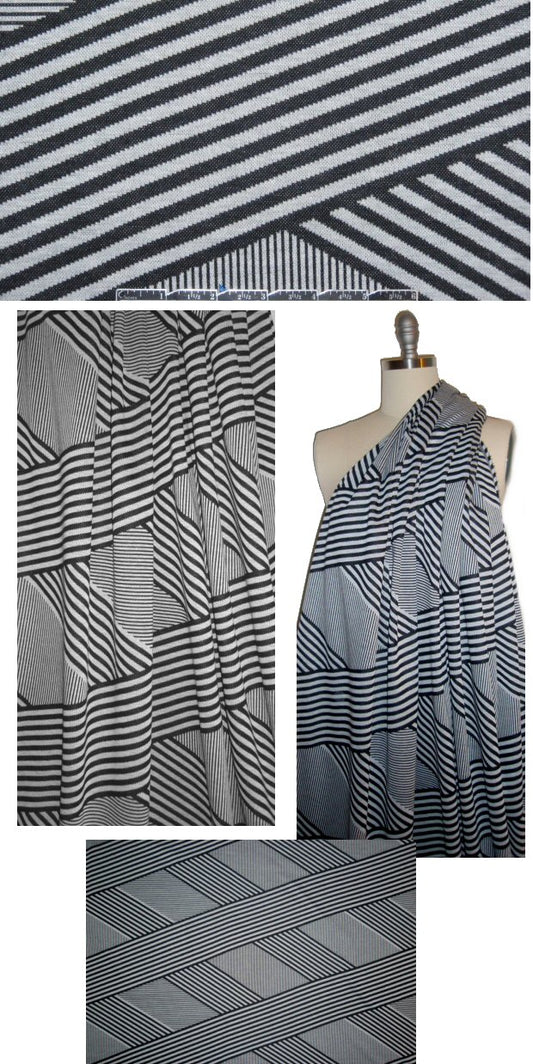 NY designer black/gray criss cross yarn dye doubleknit