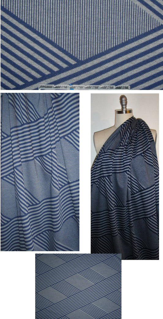 NY designer navy/gray criss cross yarn dye doubleknit