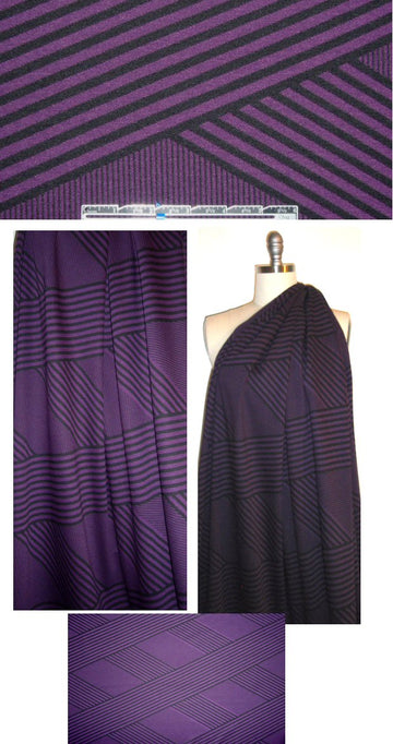 NY designer black/purple criss cross yarn dye doubleknit