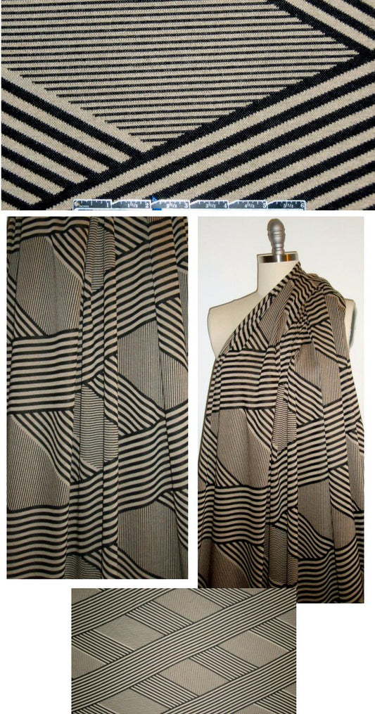 NY designer black/tan criss cross yarn dye doubleknit